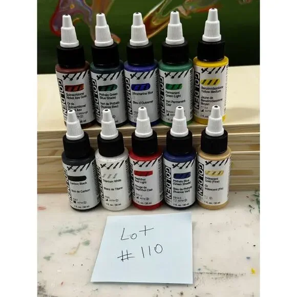 LOT OF 10 Golden High Flow Acrylics 1 fl. oz. /30 ml Sealed No Duplicates LOT110 - Picture 1 of 2
